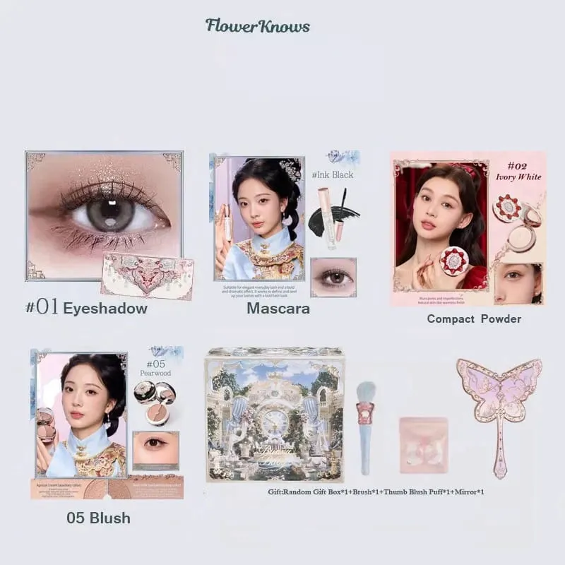 Flowerknows Butterfly Cloud Collar Collection Gift Set Makeup Kit Blush Lipstick Eyeshadow Palette All In One Box For Women