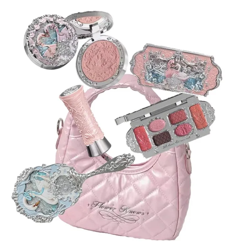 Flor sabe conjunto de maquiagem caixa completa cisne urso jardim coleção em relevo blush brilho batom kit fundação tudo em kit de maquiagem