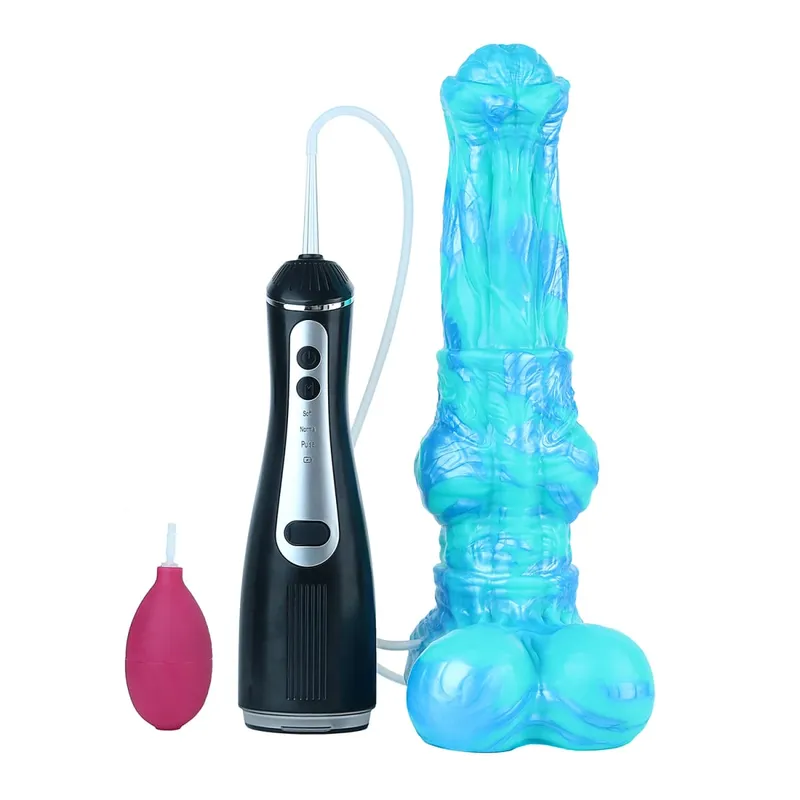 矽膠電動噴射幻想假陽具帶吸盤前列腺按摩器射精陰莖性玩具女式男式