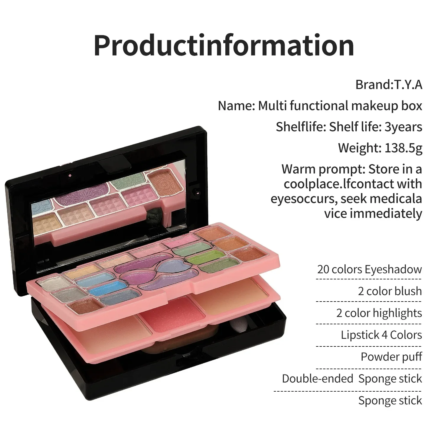 Kit de maquiagem conjunto completo caixa para menina multi-funcional 28 cores rosto pó sombra lábios compõem escova iluminador bronzer paleta