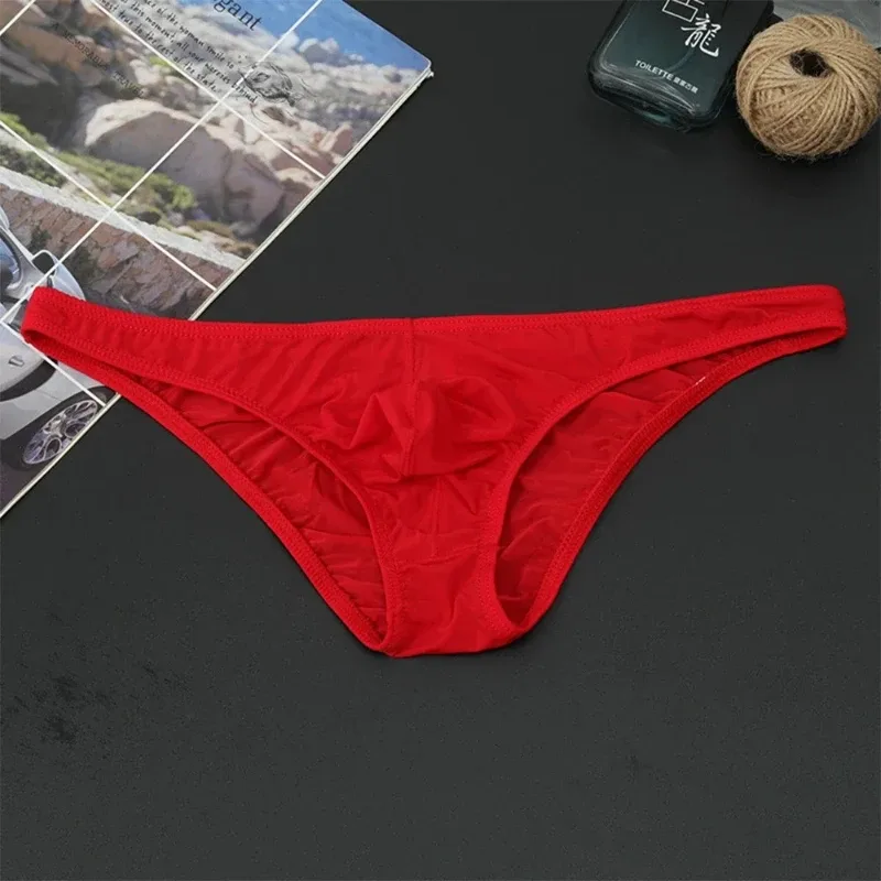 1PC Summer New Underwear Men's Ice Silk Briefs Ultra-thin Transparent Breathable Sexy Comfortable Low Waist Underpants for Men — image 2