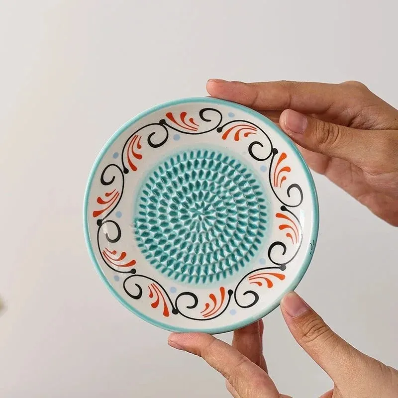 Colorido simples cerâmica ralador de gengibre ferramenta moedor mão alho masher portátil porcelana cenoura gengibre moagem ferramentas cozinha