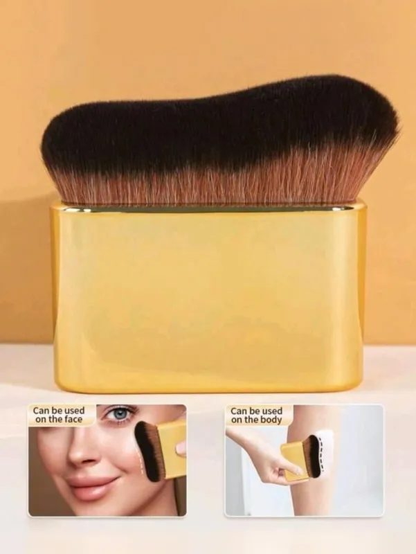 1 pincel de base em ouro rosa para bronzeamento, mistura de base, blush, sombra, bronzeador e base no rosto e pescoço com cerdas altas e baixas