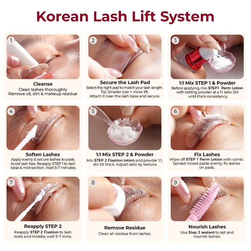 Korean Glue-free Fast Lash Lift System Camellia Eyebrow Lamination Lashes Lifting Perm Makeup Cosmetics Full Kit