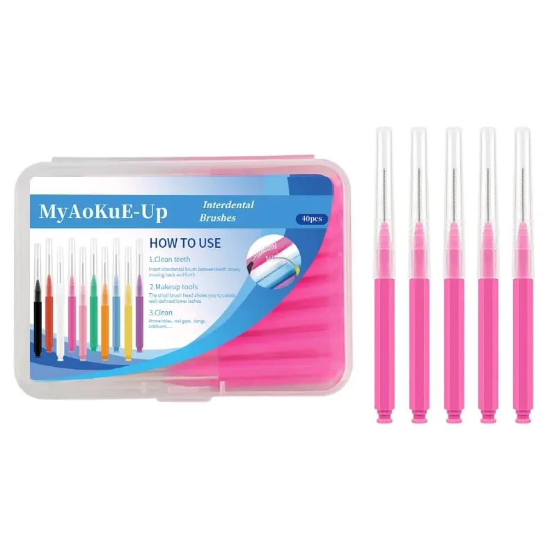 40 pçs mini escova de sobrancelha sobrancelha perm escova de maquiagem cílios extensão levantamento dobrável mini escovas de cílios dental limpo ferramentas de beleza