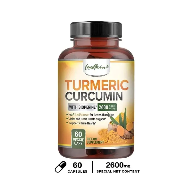 Curcumin Capsules Natural Joint Support with Black Pepper - Relieve Joint Pain