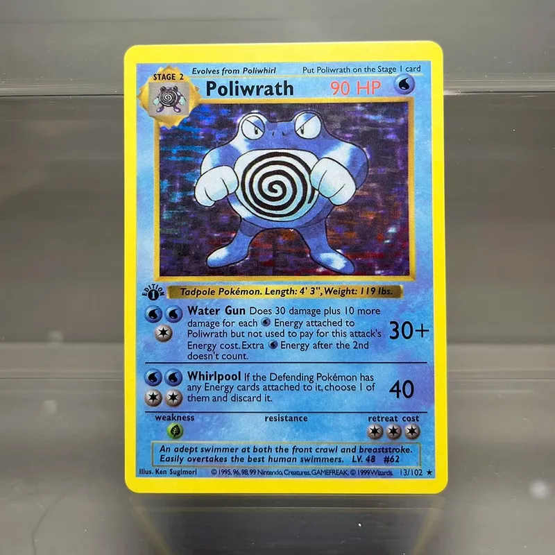 PKM Single Cards 1st Edition 1996 Mewtwo Charizard Dragonite Zapdos PTCG Foil Cards Base Set Game Collection PKM Proxy Cards