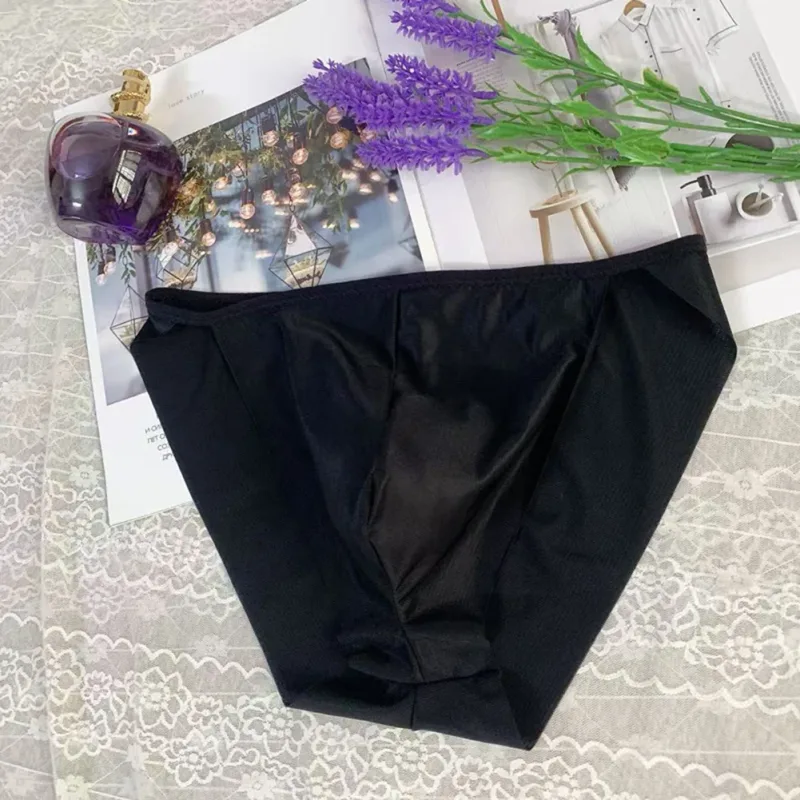Confortável protuberância bolsa masculina alta corte transparente calcinha de malha cuecas moda sem costura lingerie homem