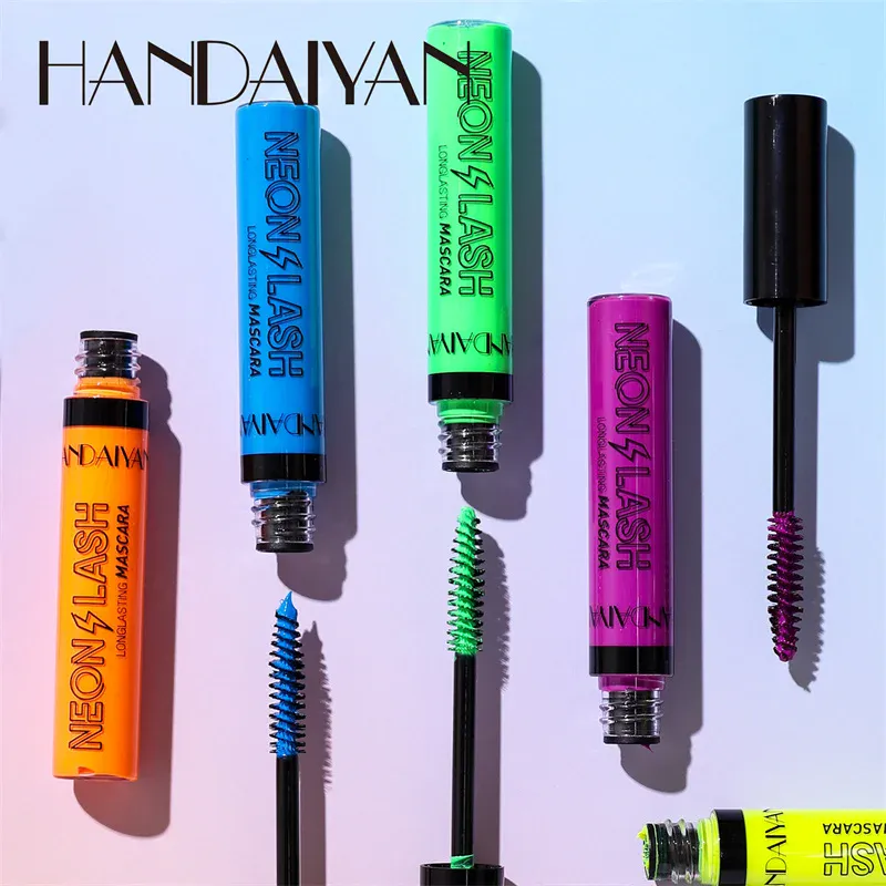 Rímel fluorescente à prova d'água, sem florescimento, secagem rápida, colorido, neon, curvador, amarelo, azul, alonga os cílios, cosméticos — image 5