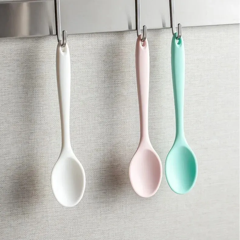 3pcs Silicone Spoon Mixing Soup Spoons Kitchen Mixing Ladle Cooking Utensils Kitchenware Tool for Stirring and Serving