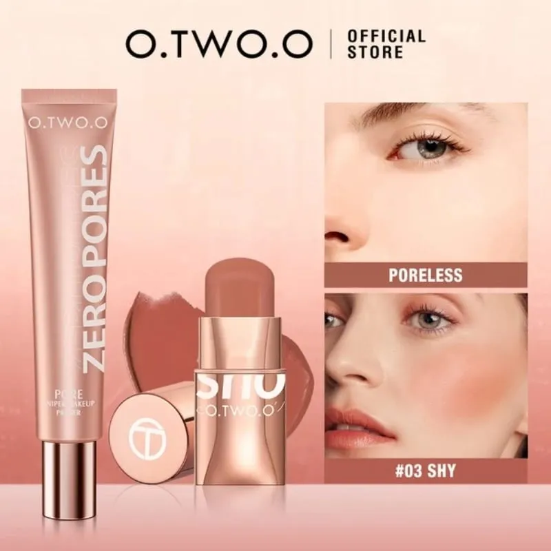 O.TWO.O 2pcs Conjunto de maquiagem Multi Batom Blush Stick Face Primer Base de maquiagem Controle de óleo Maquiagem leve à prova d'água para mulheres