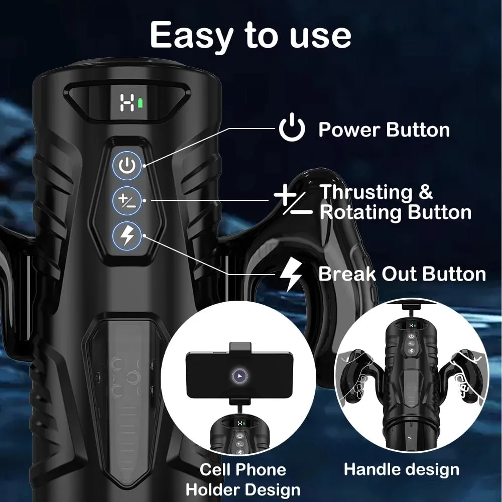 Masturbador automático para homens, rotação telescópica, copo de masturbação com alça, suporte para telefone, produtos adultos, brinquedo sexual para homens 18 +