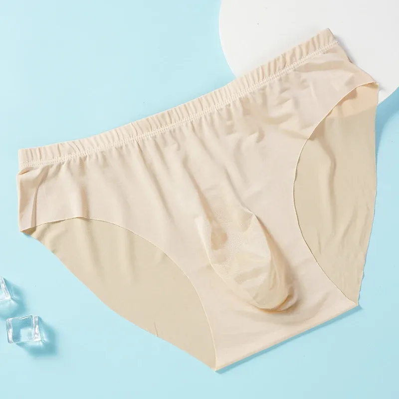 4pcs Men's Ice Silk Briefs Summer Transparent Seamless Sexy Quick-drying Trendy Breathable Underwear Ultra-thin Panties