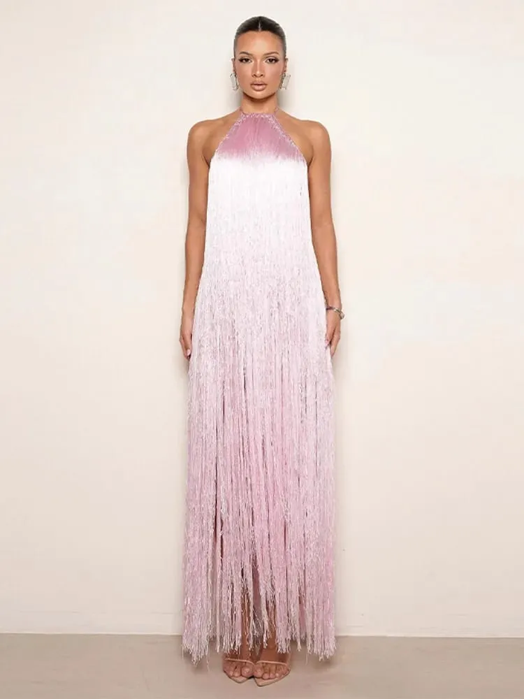 Fest Damekjole Halter Ærmeløs Rygløs kvast Solid Kvinde lange feriekjoler 2026 Sommermode Elegant Lady Robe — image 4