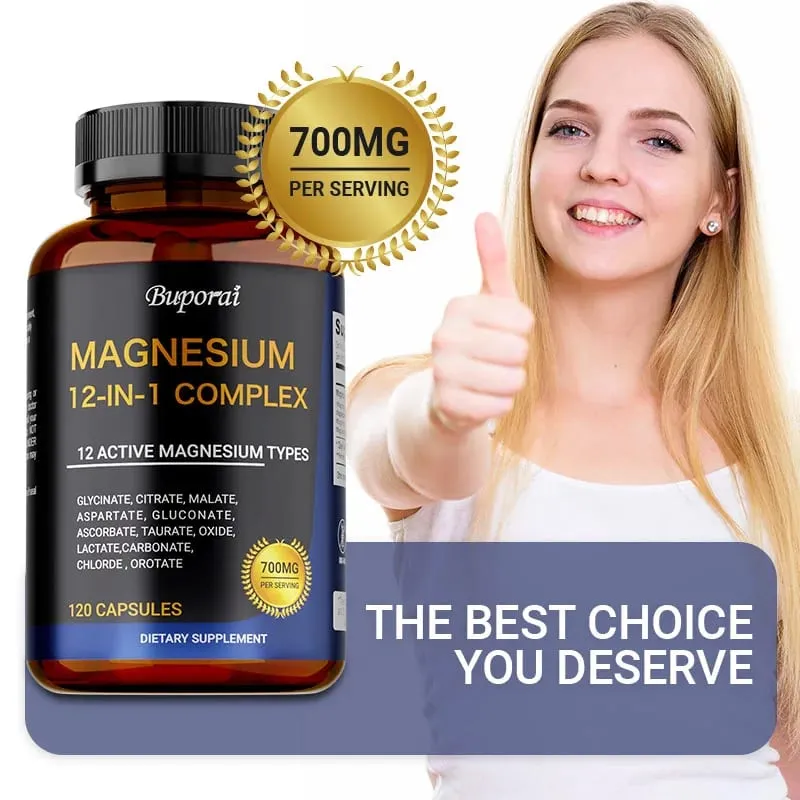 Cápsulas de complexo de magnésio - Apoiam a saúde muscular, óssea, cardíaca, melhoram o estresse do sono e o alívio da ansiedade - Suplemento dietético — image 7