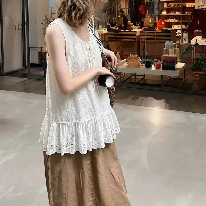 Solto sem mangas estilo preguiçoso sólido simplicidade colete topo verão novo fino all-match casual t camisas moda coreano roupas femininas