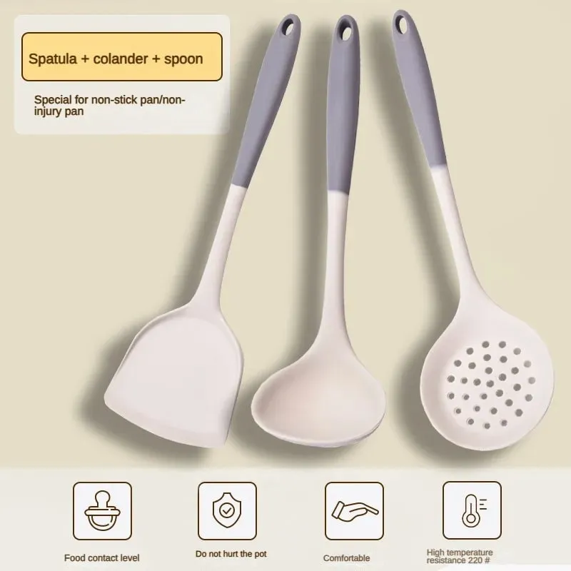 1/2/3/4 conjunto cinza branco silicone espátula colher de sopa conjunto panela antiaderente ferramentas de cozinha kit de cozinha