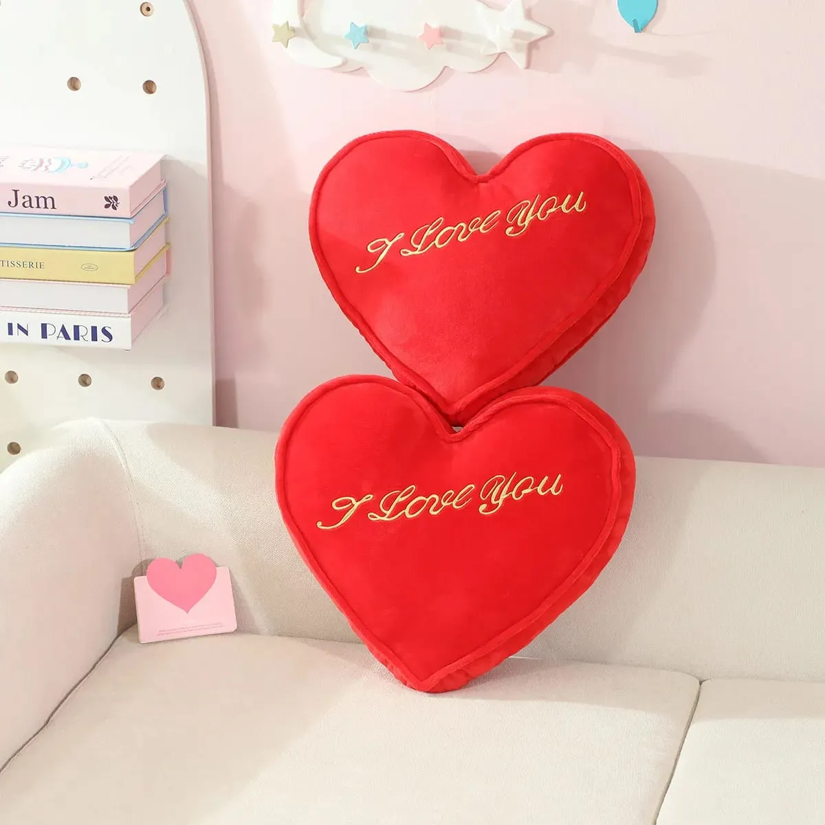 35x30cm Red Heart Plush Pillow Stuffed I LOVE U Back Support Seat Cushion Soft Valentine's Day Party Decoration Girlfriend Gift