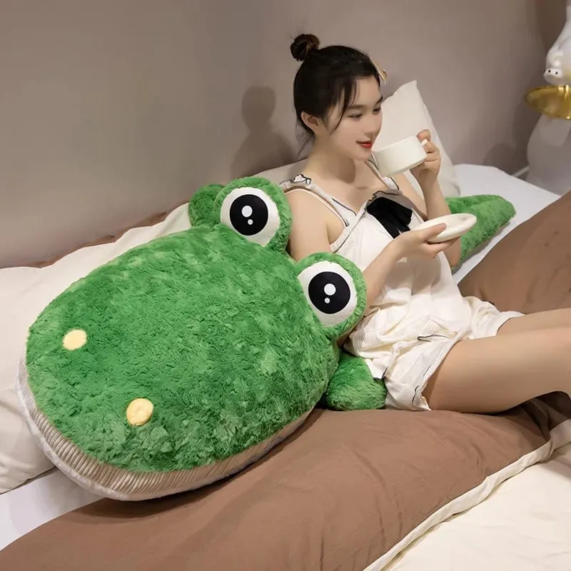 55/75cm bonito deitado crocodilo pelúcia travesseiro postura propensa jacaré almofada de pelúcia sofá cama nap brinquedo de pelúcia decoração para casa presente