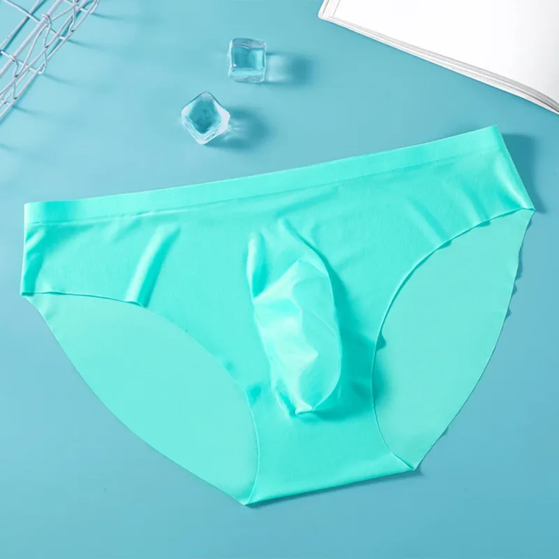 2PCS Sexy Men Briefs Ultra Thin Ice Silk Underwear High Quality Breathable Underpants Summer Transparent Quick-dry Male Panties