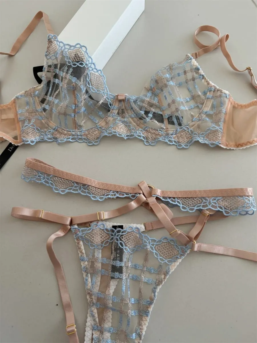 Charmoso lingerie de renda seda fina sexy anel de aço fino suporte superior reunido conjunto sutiã feminino push up sutiãs tangas terno