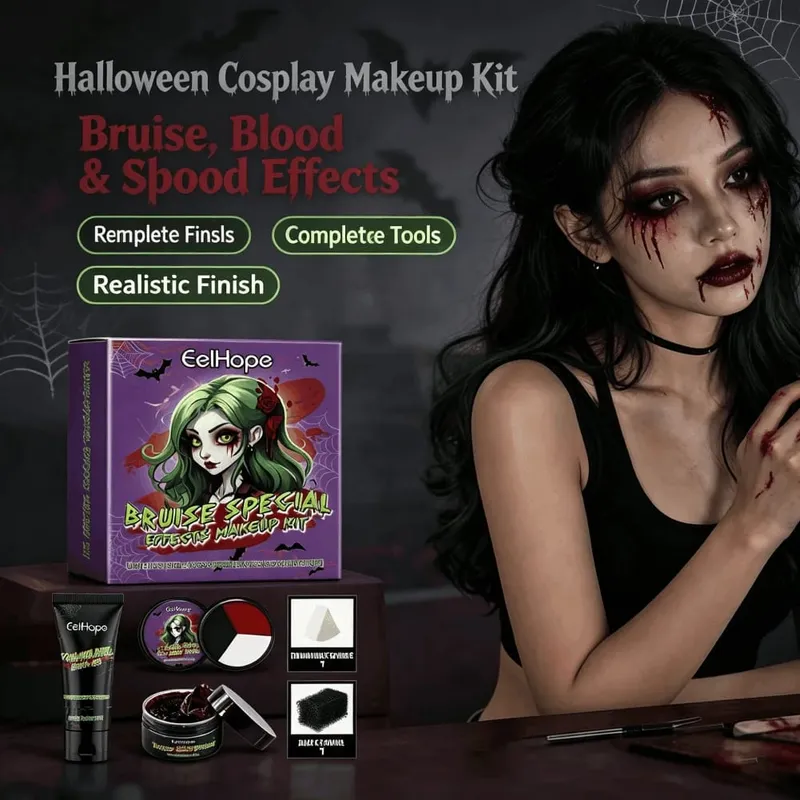 Halloween cosplay maquiagem contusão ferida imitação conjunto de alta corretivo pintura facial para halloween maquiagem gótica