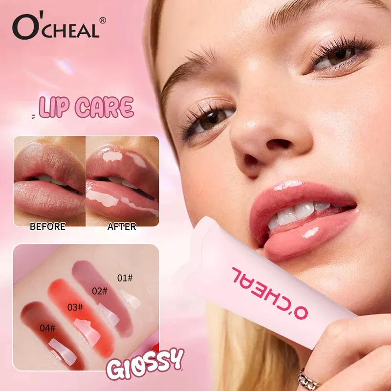 Crystal Glaze Lip Gloss Moisturizing Plumping Lip Oil Shiny Hydrating Lip Care Tinted Lip Balm Daily Lip Makeup Cosmetics