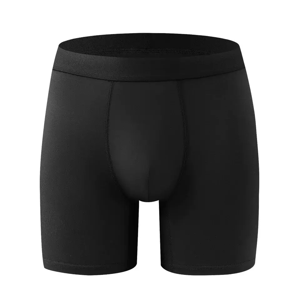 Cueca boxer masculina de fibra de bambu – peça única, roupa íntima macia de cor sólida com cintura sem costura e bolsa com contornos — image 2