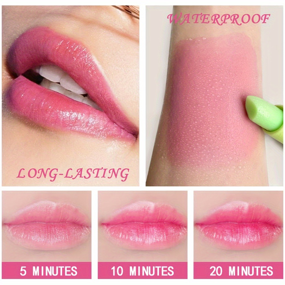 Batom que muda de cor de aloe vera, hidratante de longa duração, bálsamo labial ativado pela temperatura, resistente ao desbotamento, conjunto de cuidados labiais nutritivos