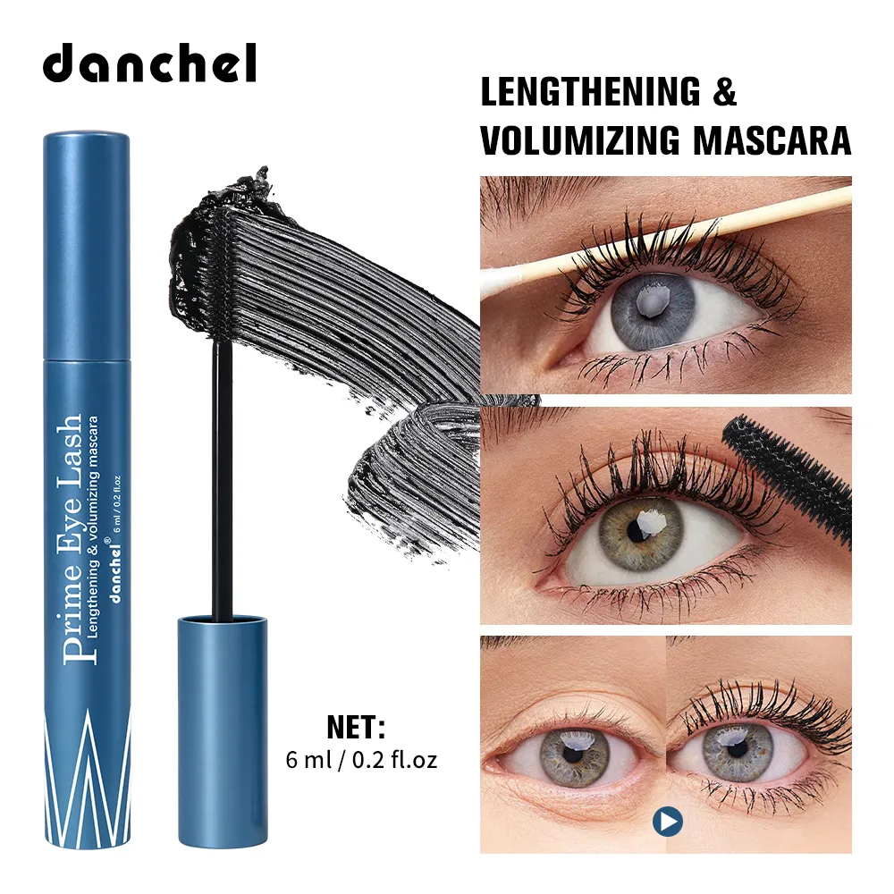 Rímel para alongamento e volume, resistente à água, de longa duração, nutritivo, fortalecedor, acabamento natural brilhante, maquiagem para os olhos