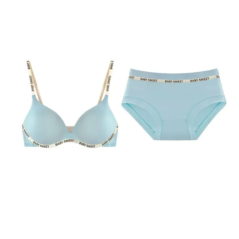 Conjunto de bralette sem costura para adolescentes, conforto sem fio, acolchoamento push up, levemente forrado, cor pura, calcinha, mulheres jovens, lingerie moyisu