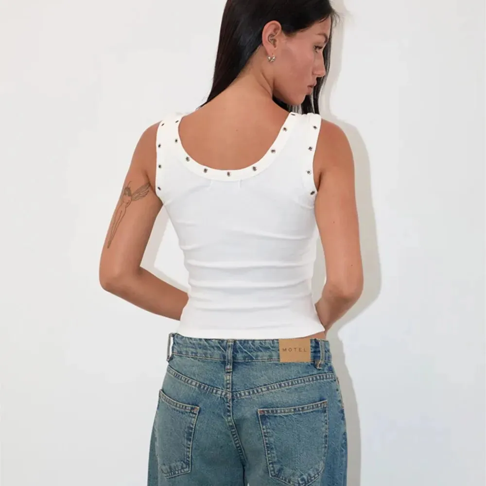 Roupas femininas mschuh verão cor sólida colete retalhos fino superior sem mangas estilo simples all-match casual confortável na moda