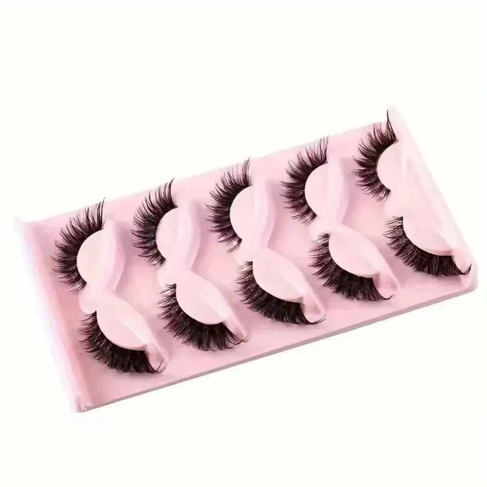 Venda quente 5 pares de cílios postiços olho de gato aparência natural cílios finos para maquiagem diária dos olhos
