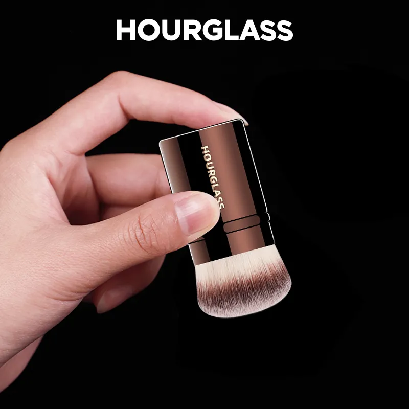 Pincel de maquiagem profissional retrátil 3 em 1, multifuncional, base, pó, blush, viagem, ferramenta cosmética portátil com Sof