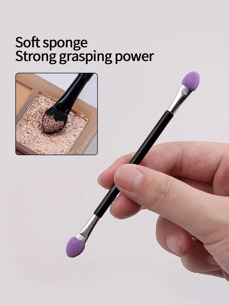 50PCS Double-Ended Eyeshadow Brushes Fashion Useful Long Handle Sponge Stick Applicators Lip Eye Brow Brush Beauty Makeup Tool