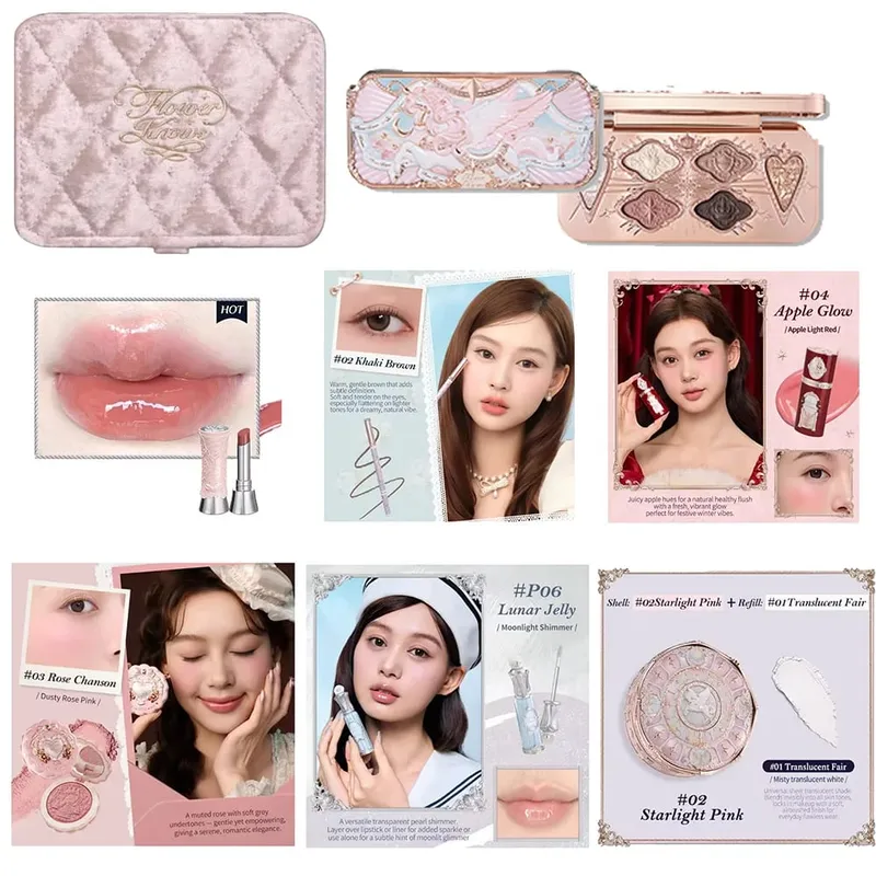 Flowerknows Strawberry Cupid All-In One Gift Box Makeup Kit Professional Palette Swan Blusher Blush Set Lip Cream Flower Knows