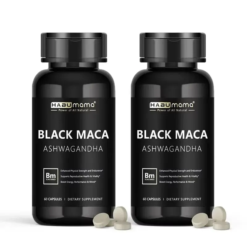 Black Maca Root + Ashwagandha Supplement for Men Stamina Control System Rock-Hard Performance Confidence Discreet Shipping