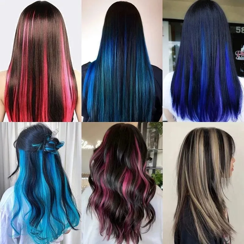 Clipe sintético de destaque de arco-íris de uma peça longa e reta de 24 polegadas em extensões de cabelo para mulheres, uso diário, fácil de usar — image 6