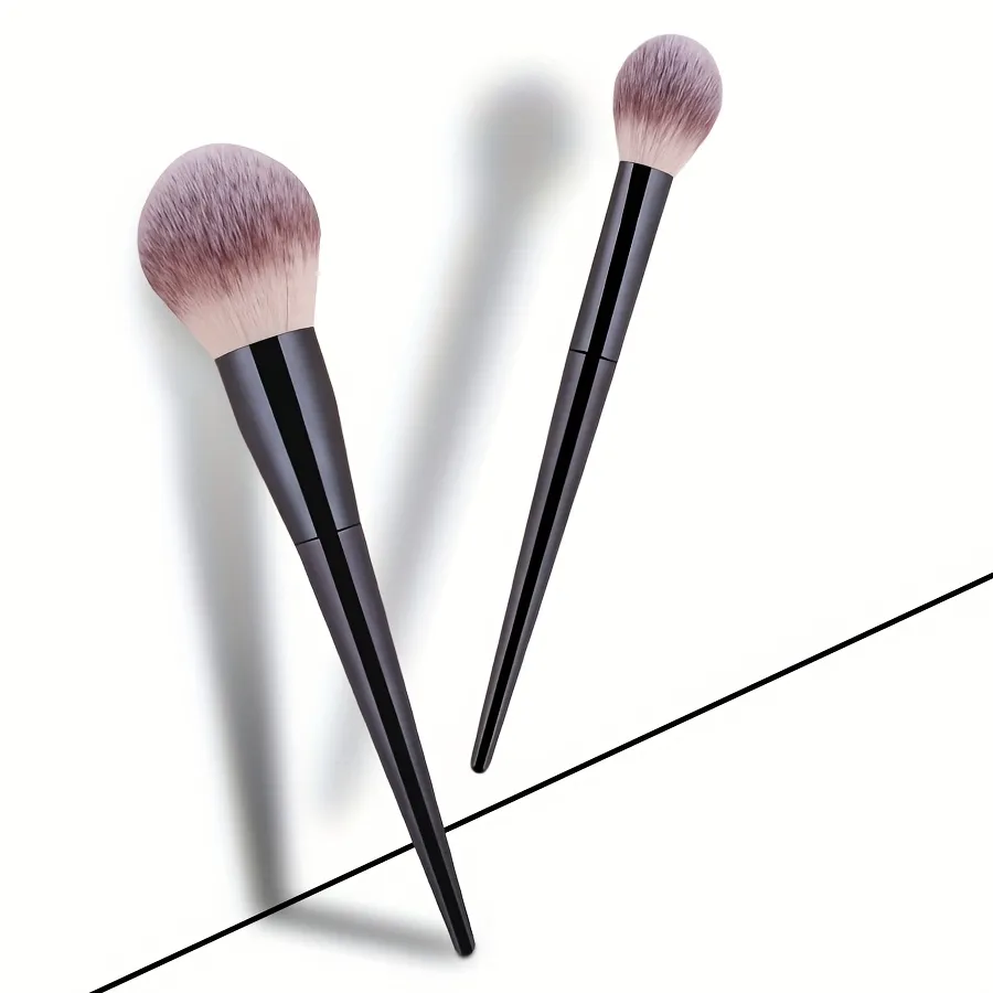 2 pincéis de maquiagem profissional com cerdas grandes e macias de nylon e pontas elípticas/de contorno - compatíveis com blush de base Po