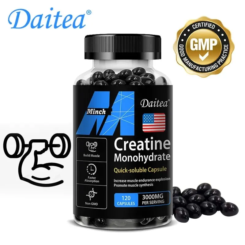 Daitea Creatine Monohydrate 3000 Mg - Strength Muscle Performance Supplement for Men and Women Non-GMO and Gluten-Free