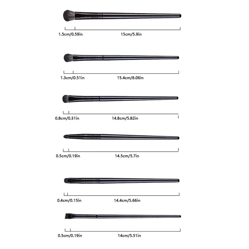 Conjunto de pincéis de maquiagem para olhos, 6 peças, contorno macio, sombra, delineador, sobrancelha, feminino, beleza facial, ferramenta cosmética
