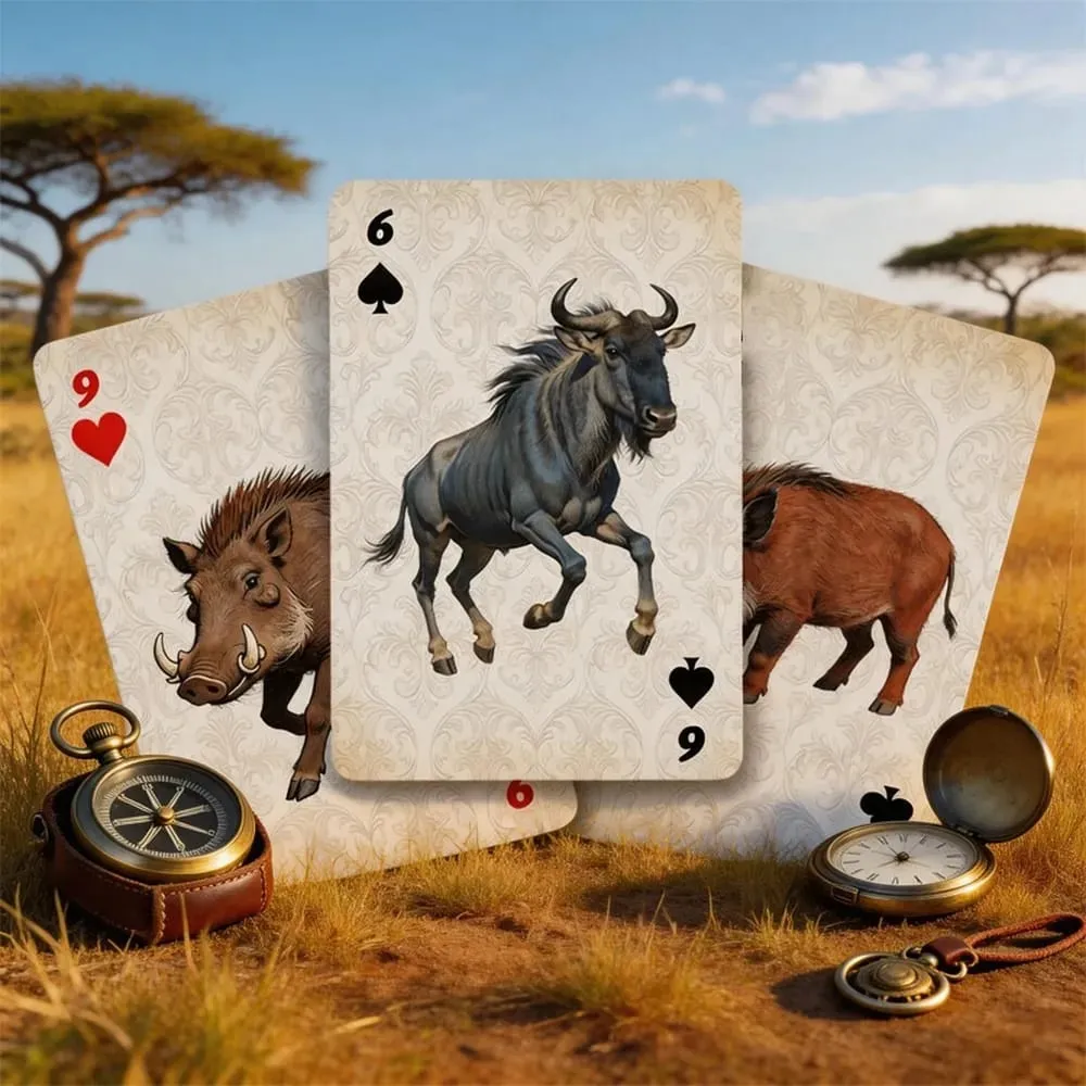 Savannah Animal Jogando Cartas Premium Baralho de Papel Suave Embaralhamento Cartas de Poker para Jogos de Tabuleiro de Festa e Desempenho Mágico