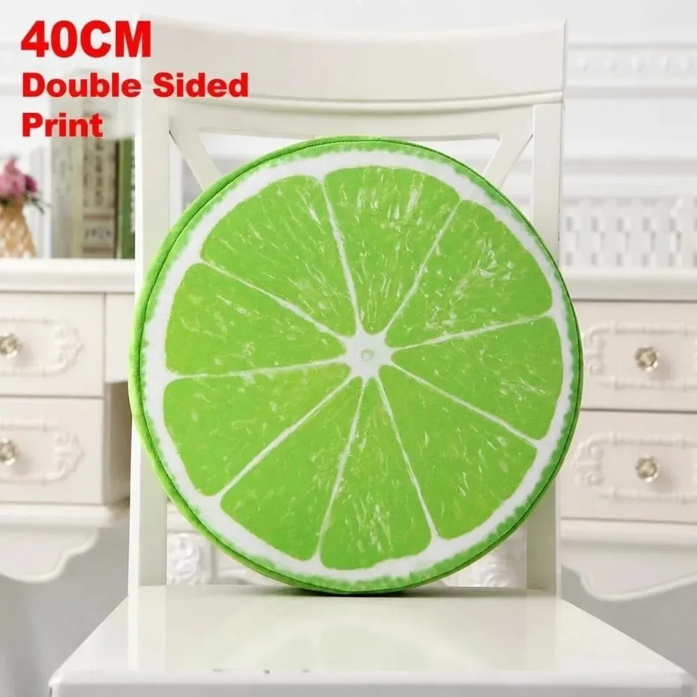 Almofada macia redonda de frutas, simulação de fatia de frutas, almofada de assento, tecido de pelúcia interno, decoração de sofá