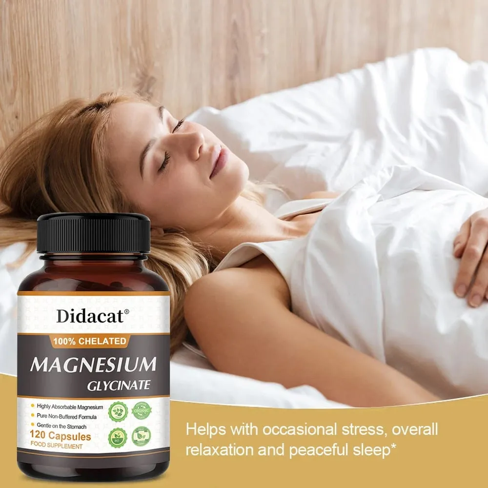 Magnésio Glicina 500mg - Apoia a Função Muscular Melhora a Qualidade do Sono Apoia a Saúde Cardiovascular e Metabólica