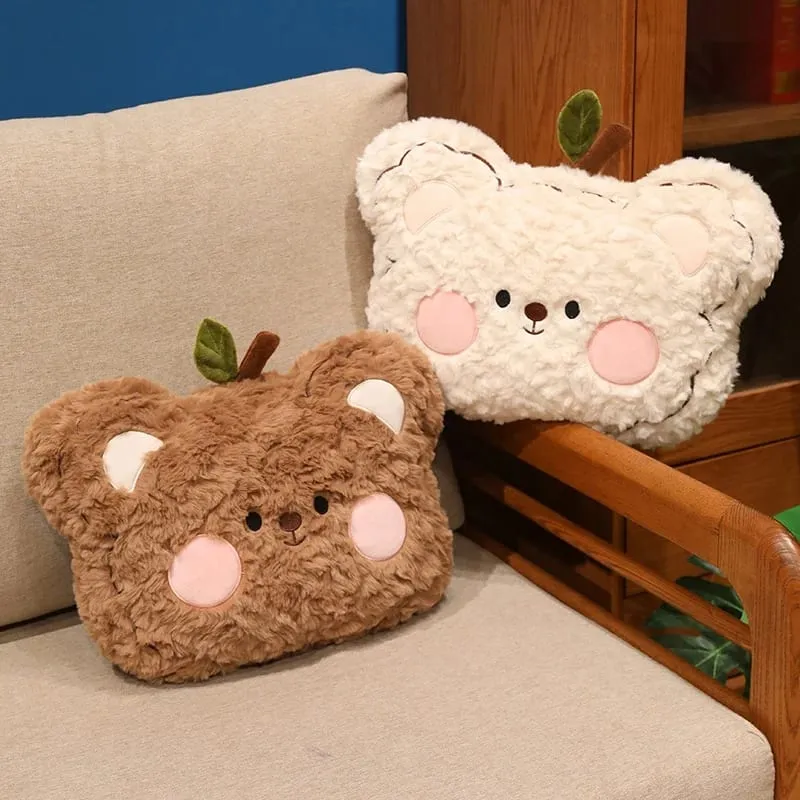 40cm cabeça de urso de pelúcia travesseiro de pelúcia bonito urso rosto lance travesseiro macio fofo almofada de pelúcia sofá quarto decoração de casa presente