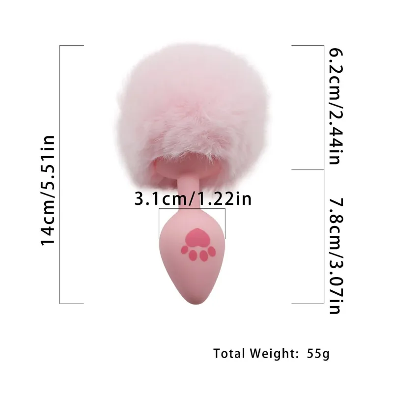 4 tamanhos bonito rosa gato pata impressão silicone anal plug macio cauda butt plug adulto jogo anal contas erótico cosplay brinquedos sexuais para mulher