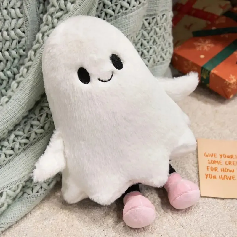 Simulação pequeno fantasma interativo feito à mão dos desenhos animados fantasma fofo coleção Holloween fantasma travesseiro decoração de casa