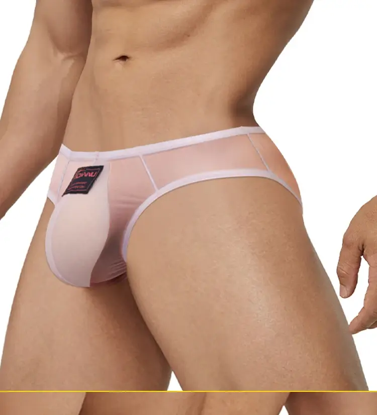 Summer Ice Silk Men Briefs 0.01mm Ultra-thin Mesh Underpants Transparent Breathable Sexy DeepV-back Butt-lifting Underwear M-XXL