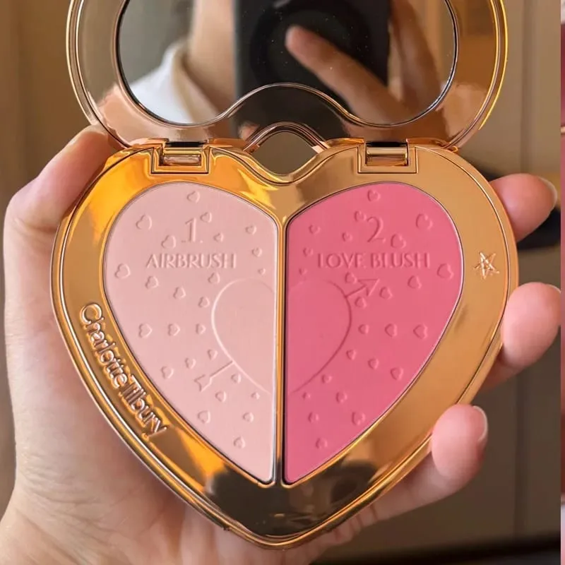 CT Configuração Spray Ilumina o Pó Compacto Dois Tons Coração Blush Hidratante Máscara Labial Destaque Escova Cabeça Maquiagem Essência