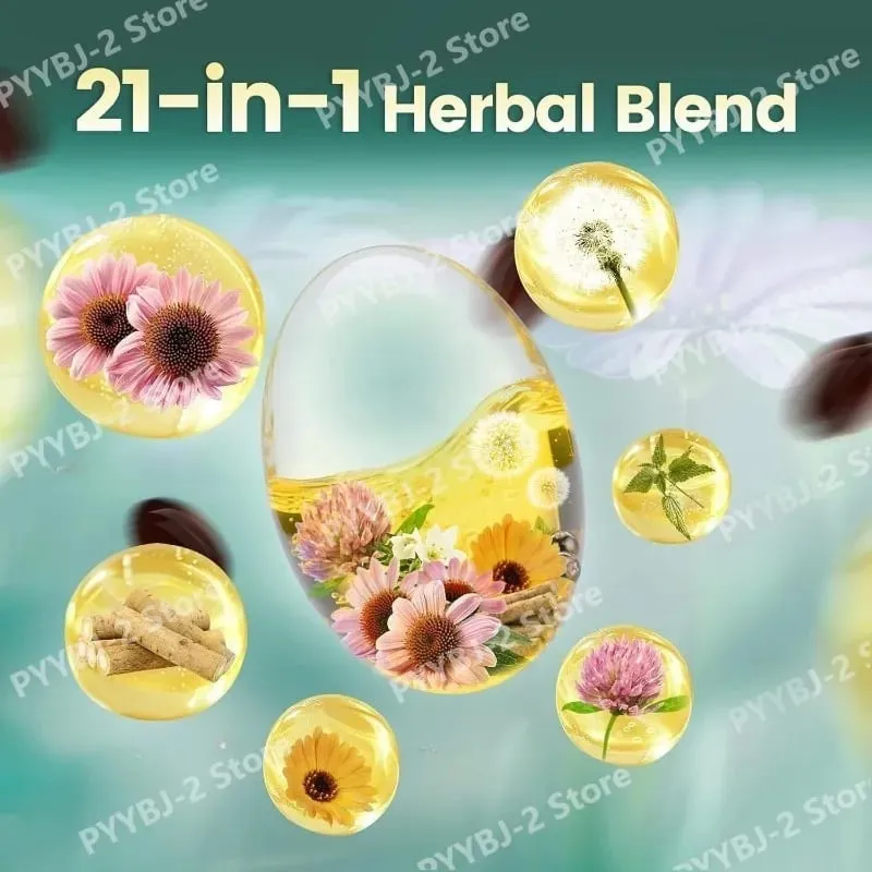 淋巴引流膠囊 4275 毫克 21 合 1，含有蒲公英、牛蒡和薑黃補充劑的草本混合物，每袋 240 粒軟膠囊